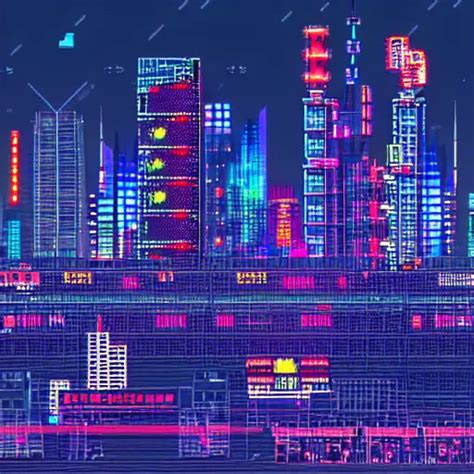 Cyberpunk City At Night 8 Bit Style Stable Diffusion OpenArt