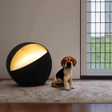 A Large Lamp Shaped As A D Beagle Puppy Head Placed Stable