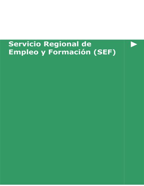 Servicio Regional De Empleo Y Formaci N Sef