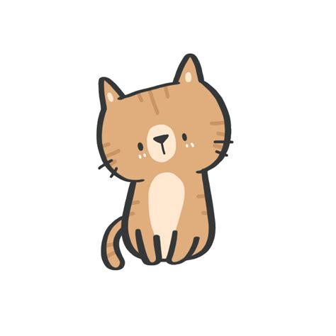 hand drawing cute cat  transparent background  png