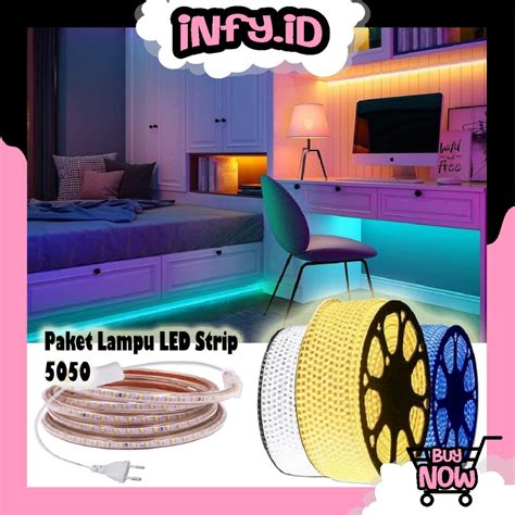 Jual INFY Lampu LED Strip Selang 5050 SMD AC 220V Meteran Outdoor