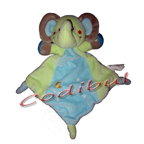 Doudou Plat L Phant Bleu Vert Nicotoy