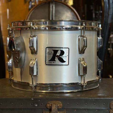 Vintage 1970s Rogers Big R 8x12 Tom In Silver Mist Badges Drum Shop