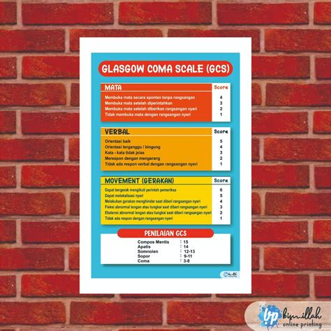 Jual Poster Kesehatan Gcs Glasgow Coma Scale Shopee Indonesia