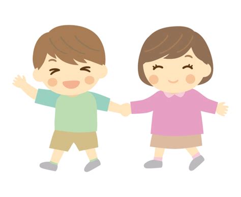 手を繋いでいる男の子と女の子のイラスト 無料のフリー素材 イラストエイト