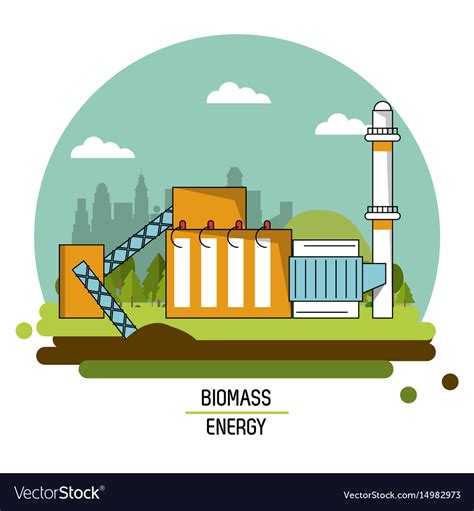 Color Landscape Image Biomass Energy Plant Vector Image