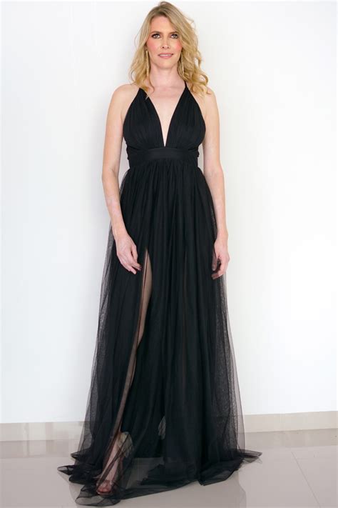 Vestido Negro Largo Tul Kiss Fashion Boutique