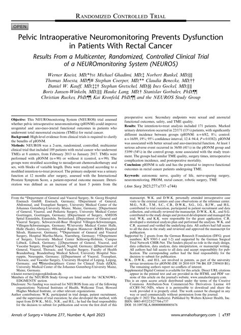 PDF Pelvic Intraoperative Neuromonitoring Prevents Dysfunction In