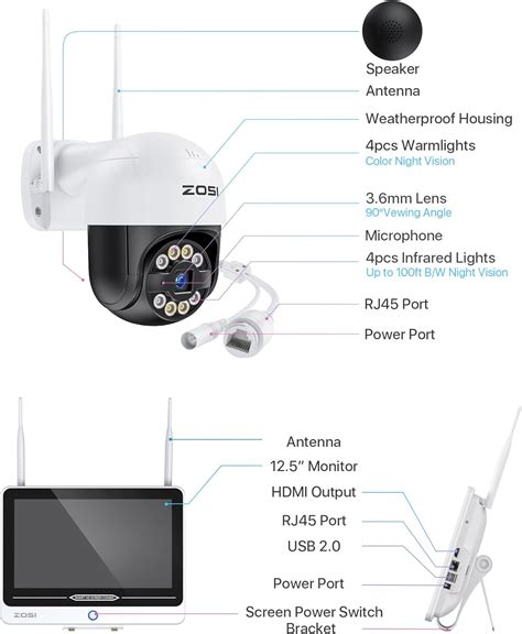 Zosi Sistema De C Mara De Seguridad Ptz Wifi Todo En Uno K Ch Con