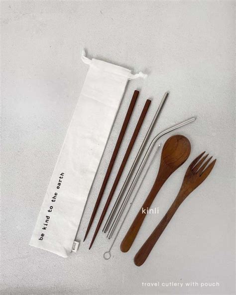 Jual Wooden Cutlery Set Eco Friendly Sendok Garpu Kayu Sumpit Sedotan