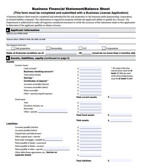 Free 6 Sample Business Financial Statement Forms In Pdf