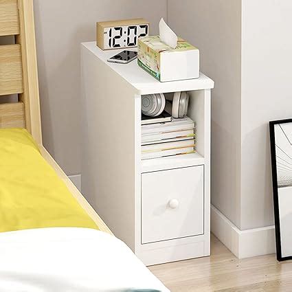 ZCYX 20cm Ultra Narrow Bedside Table White Nightstand Bedroom Living