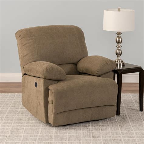 Corliving Lea Brown Chenille Fabric Power Recliner With Usb Port Lzy 392 R The Home Depot