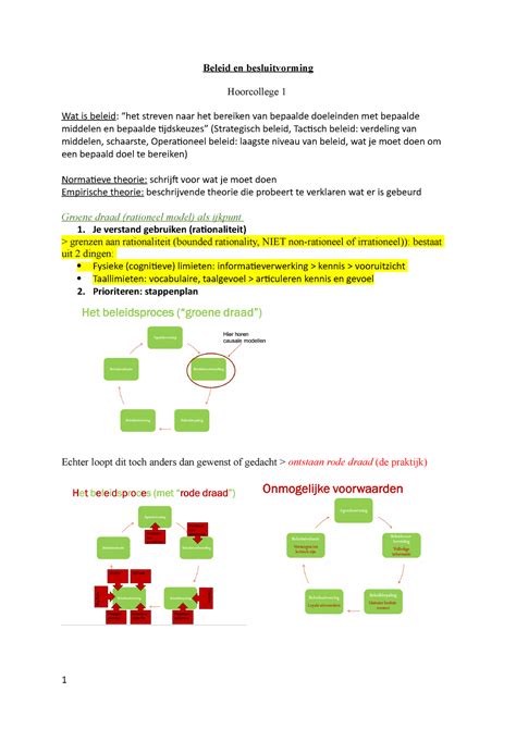 Beleid En Besluitvorming Beleid En Besluitvorming Hoorcollege 1 Wat