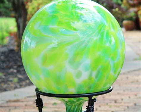 Glass Gazing Ball Tea Rose 12 Inch Etsy