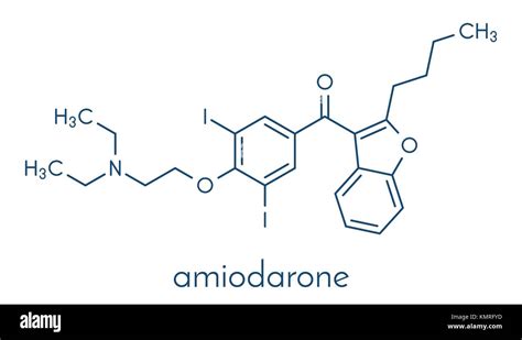 Amiodarone Antiarrhythmic Drug Molecule Skeletal Formula Stock Vector