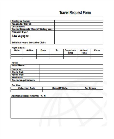 Travel Request Form Template
