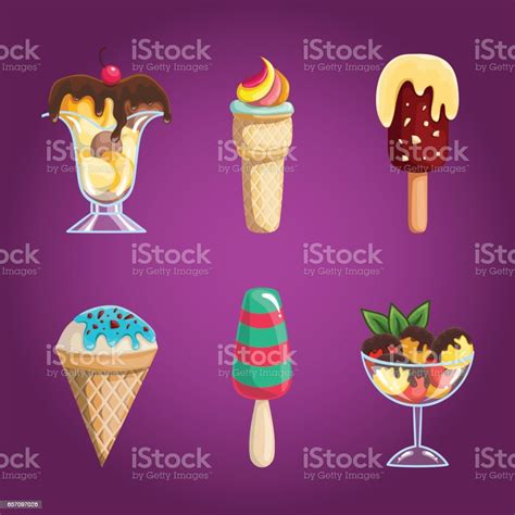 Set With Cartoon Icecream Stock Illustration Download Image Now