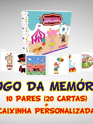 Jogo da memória circo menina Compre Produtos Personalizados no Elo7