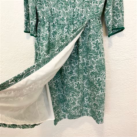 Boden Faux Wrap Dress Green White Paisley 10l Gem