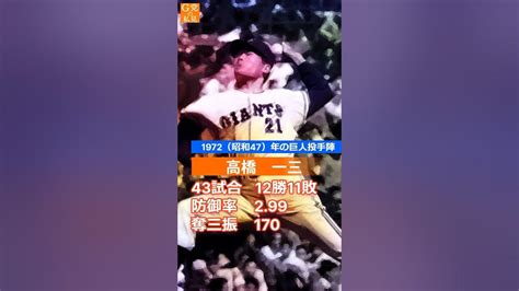 1972年の巨人投手陣―堀内恒夫が26勝で最多勝、mvp、沢村賞【昭和47年】 Shorts ジャイアンツの歴史 V9時代 Youtube