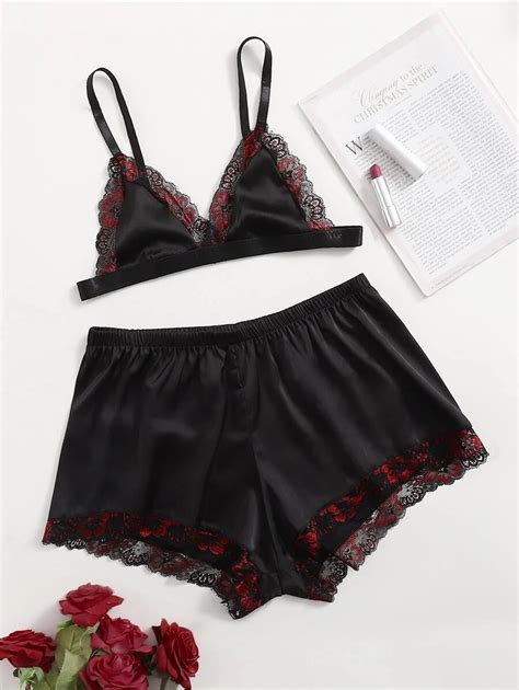 Lace Trim Lingerie Set SHEIN
