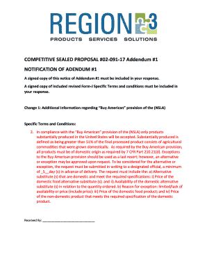 Fillable Online COMPETITIVE SEALED PROPOSAL 02 091 17 Addendum Fax