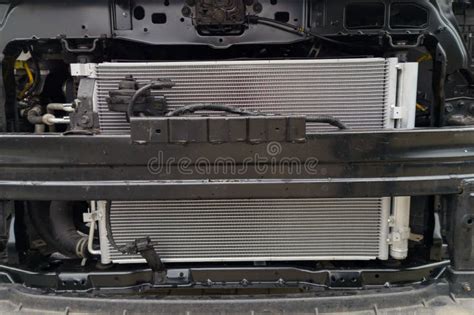 freshly installed radiator  vehicle front stock image image