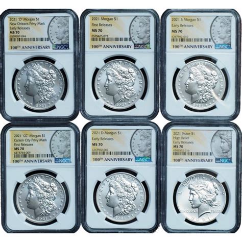 Buy 2021 Morgan And Peace Dollar 6 Coin Set Ms70 Ngc Online Arnold Jewelers