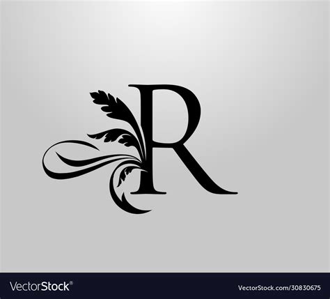 Classic Elegant Letter R Floral Logo Vintage Vector Image