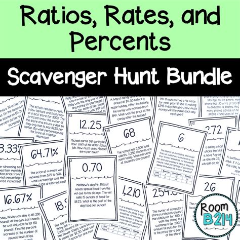 Ratios Rates And Percents Scavenger Hunt BUNDLE TEKS 7 4B 7 4D Made