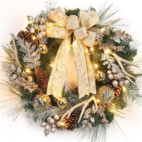 Whizmax Traditional Wreath 24 Inch Pre Lit Lighted Wreath For Valentines Day Decorative Garland