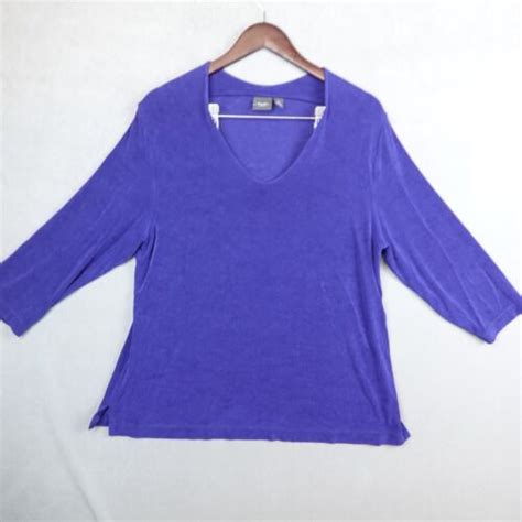 Chicos Travelers Top Womens Pullover V Neck Sleeves Slinky Ebay