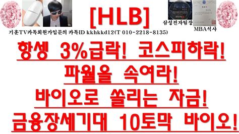 주식투자 Hlb항셍 3급락 코스피하락파월을 속여라바이오로 쏠리는 자금금융장세기대 10토막 바이오 Youtube