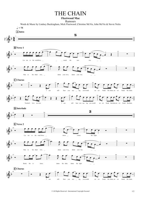 The Chain Tab By Fleetwood Mac Guitar Pro Full Score Mysongbook