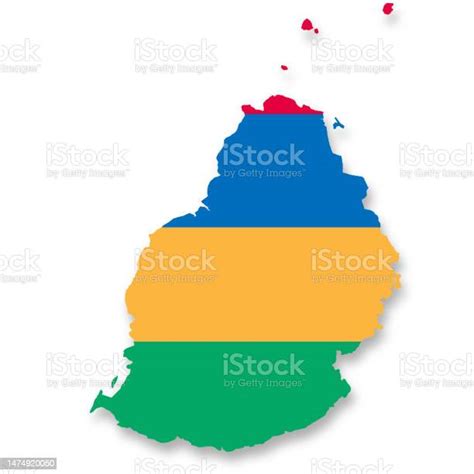 클리핑 경로 3d 그림이 있는 흰색 배경에 모리셔스 지도 모리셔스 국기에 대한 스톡 벡터 아트 및 기타 이미지 모리셔스 국기