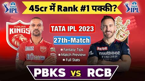 Pbks Vs Rcb Ipl Th Match Dream Team Today Match Punjab Vs