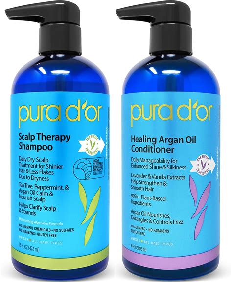 Pura Dor Scalp Therapy Shampoo And Healing Conditioner Set 16oz X 2 For Dry Itchy Scalp