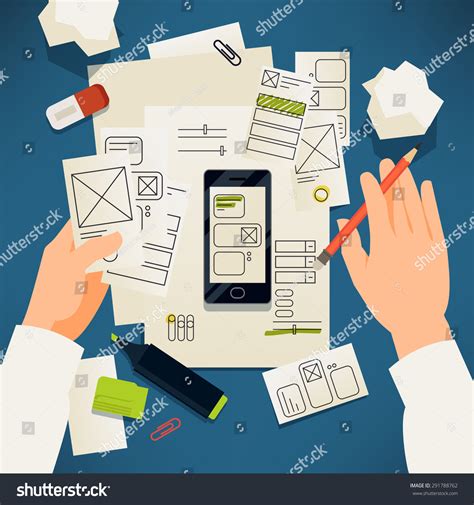 Creative Paper User Interface Prototyping Vector Stock Vector Royalty