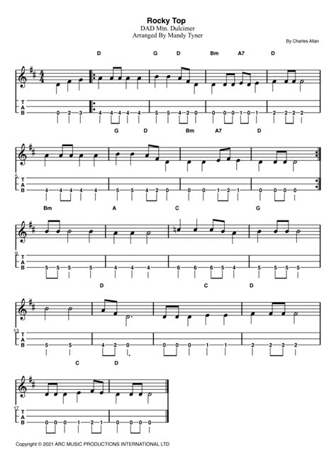 Rocky Top Dulcimer Digital Sheet Music Sheet Music Plus