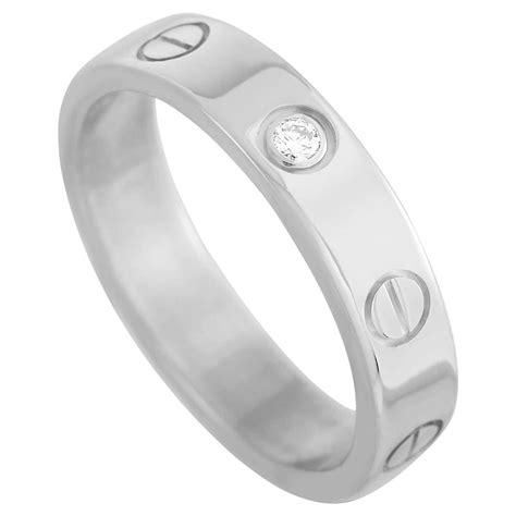 Cartier Love 18k White Gold 1 Diamond Band Ring For Sale At 1stdibs