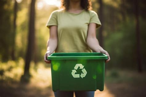 Frau H Lt Eine M Llkiste Recycling Konzept Recyceln Sie Recyceln Sie