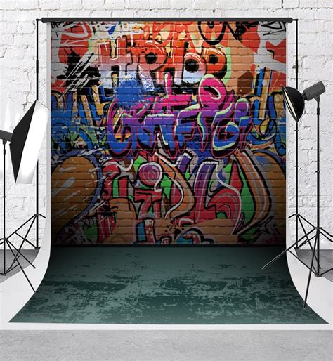 HelloDecor Polyester Fabric Graffiti Photography Backdrops Colorful