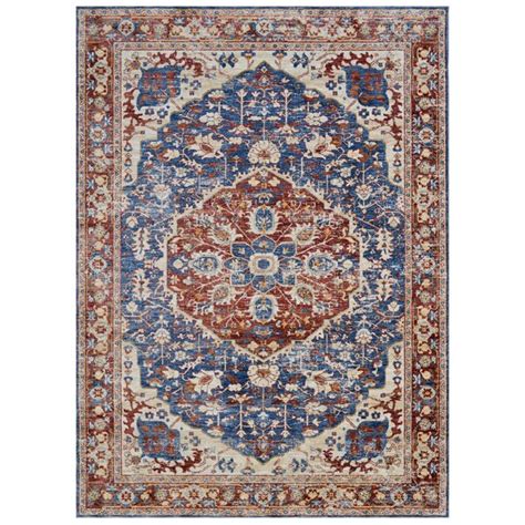 Bungalow Rose Machine Woven Power Loomed Performance Blue Rug Wayfair