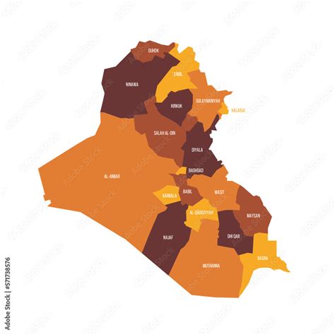 Iraq political map of administrative divisions - governorates and ...