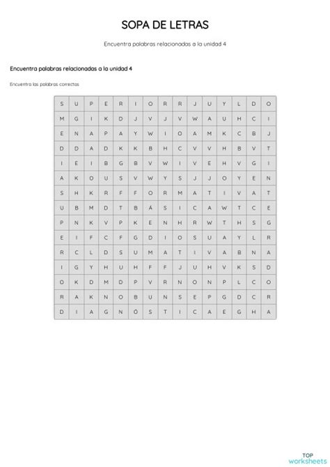 Sopa De Letras Ficha Interactiva Topworksheets