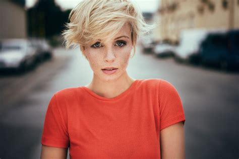 Women Depth Of Field Portrait Martin K Hn Blonde Face Isabella