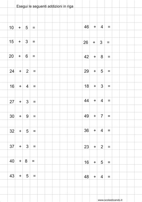 Classe Seconda Matematica Addizioni E Sottrazioni In Riga Maggiore