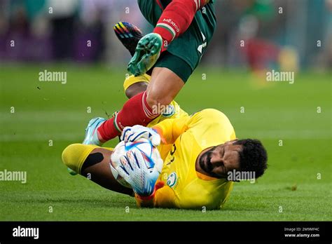 Saudi Arabia S Goalkeeper Mohammed Al Owais Saves A Ball During The