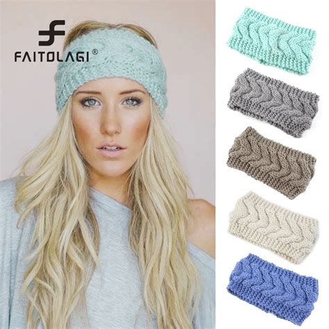 Solid Wide Knitted Hairbands Women Ear Warm Crochet Turban Headbands